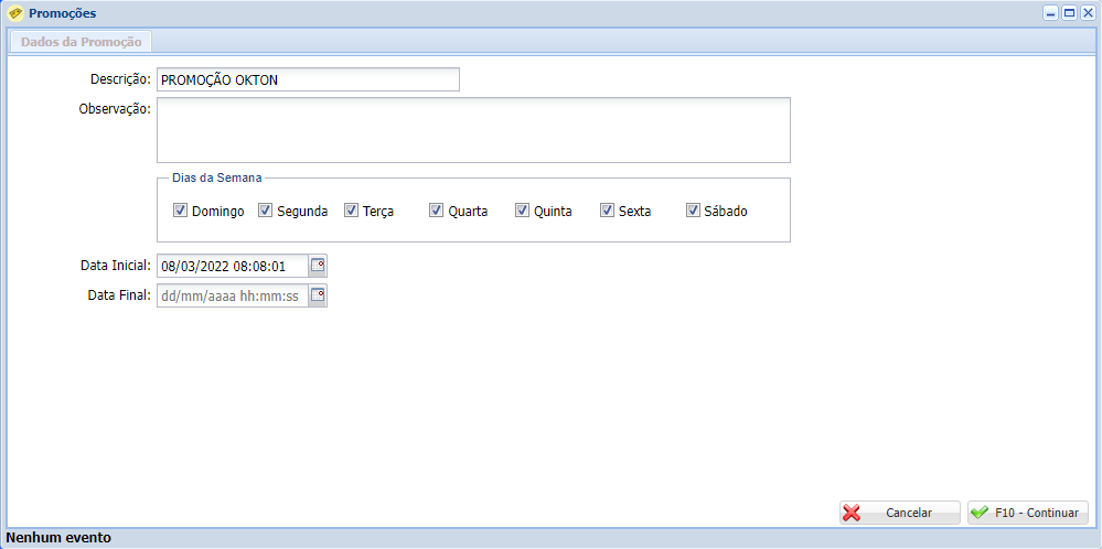 Sistema para controle de promo&ccedil;&otilde;es